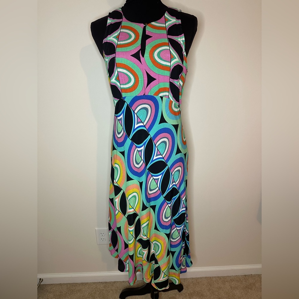 Anthropologie Kenzie Asymmetrical Dress- Groovy Multicolor- Retro Sz 8 NWT #785 - Picture 2 of 12
